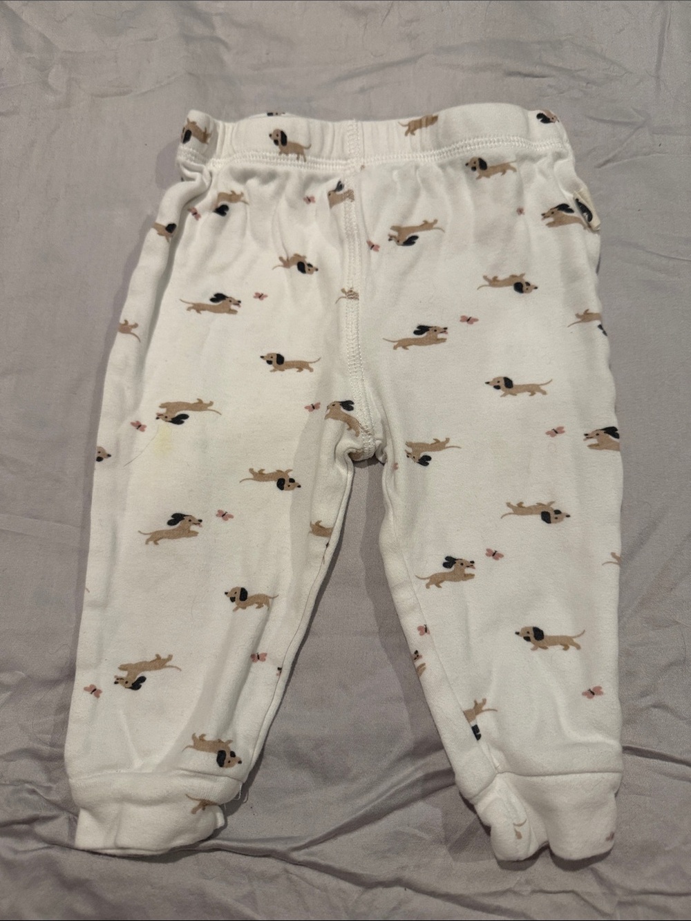 Rabbit + Bear organic cotton Kids White Puppy Print Footed Pants